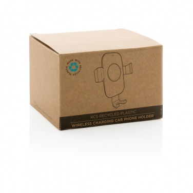 Logo trade promotional gifts image of: RCS recycled plastic 10W wireless charging car holder