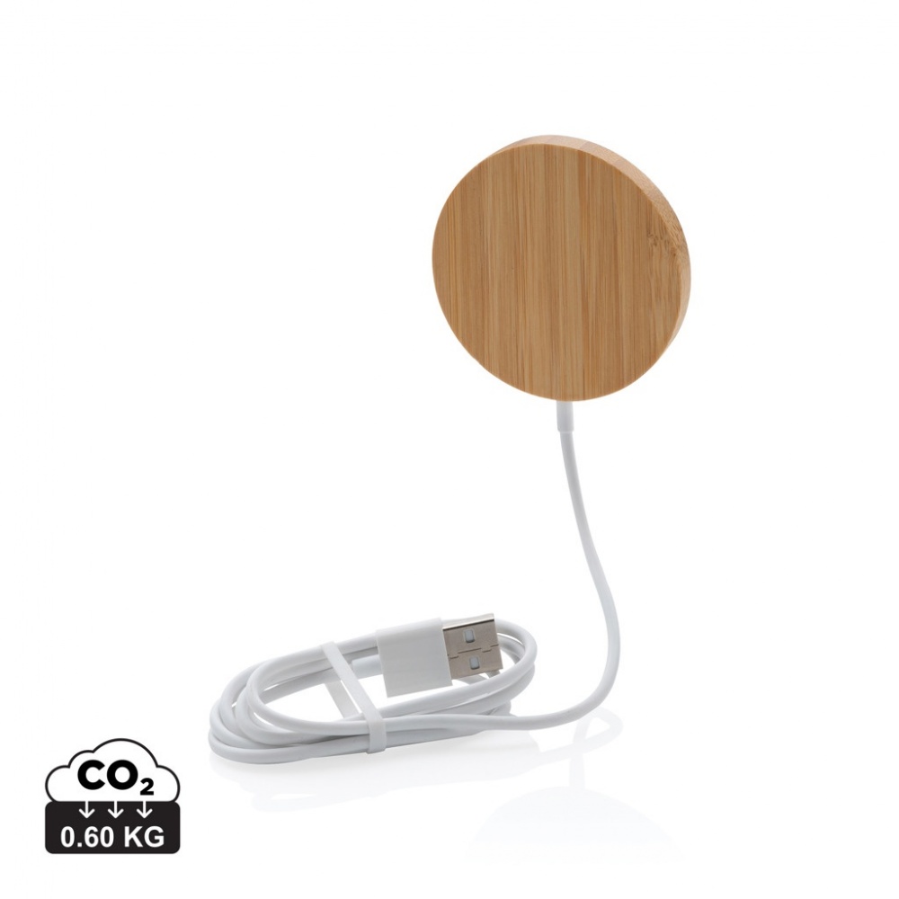 Logo trade promotional products picture of: 10W bamboo magnetic wireless charger