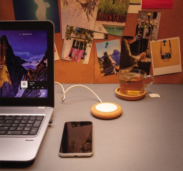Logo trade promotional item photo of: Cork and Wheat 5W wireless charger
