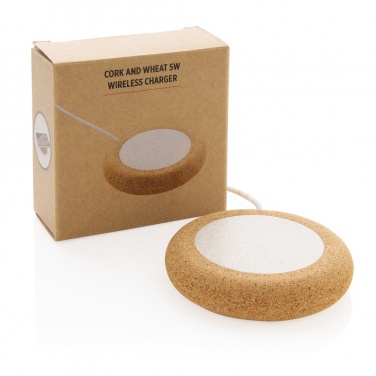 Logotrade promotional product picture of: Cork and Wheat 5W wireless charger