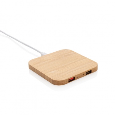 Logo trade promotional items picture of: Bamboo 5W wireless charger with USB