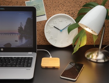 Logotrade promotional giveaway image of: Bamboo 5W wireless charger with USB
