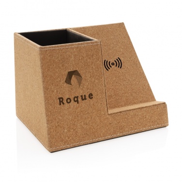 Logotrade promotional products photo of: Cork pen holder and 5W wireless charger