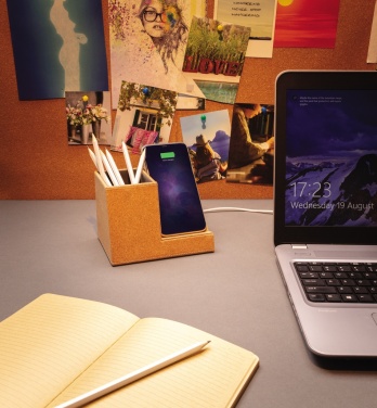 Logotrade promotional giveaway picture of: Cork pen holder and 5W wireless charger