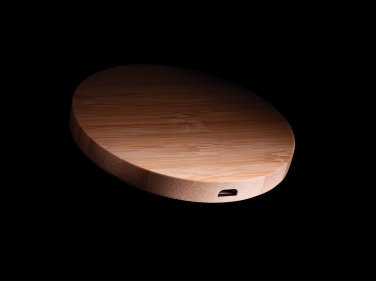 Logo trade business gifts image of: Bamboo 5W round wireless charger