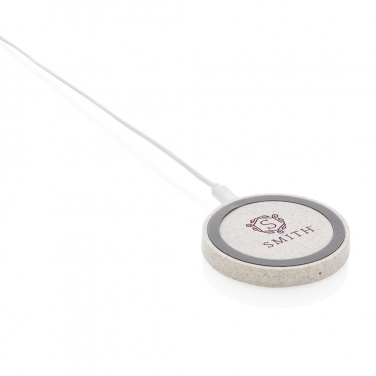 Logo trade promotional gifts picture of: Wheat Straw 5W round wireless charging pad