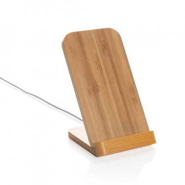 Logo trade promotional gift photo of: Bamboo 5W wireless charging stand