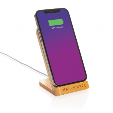 Logotrade corporate gift picture of: Bamboo 5W wireless charging stand