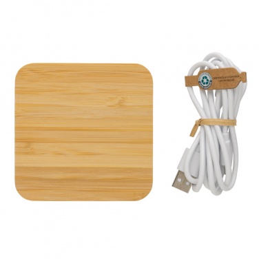 Logotrade promotional merchandise picture of: Bamboo 10W wireless charger with USB