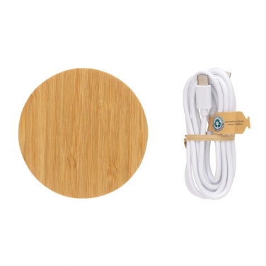 Logo trade promotional items image of: Bamboo 15W wireless charger