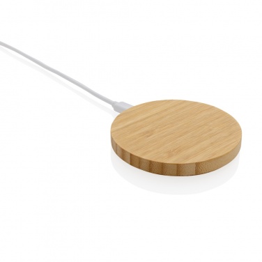 Logo trade promotional gifts picture of: Bamboo 15W wireless charger