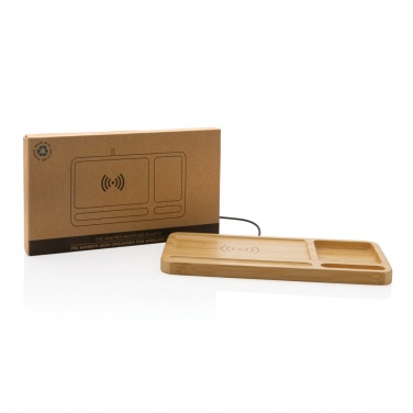 Logotrade promotional giveaway image of: Bamboo desk organiser 10W wireless charger