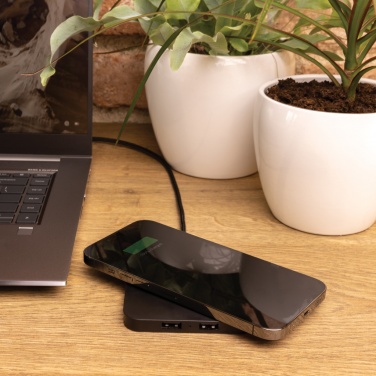 Logo trade promotional product photo of: RCS recycled plastic 10W Wireless charger with USB Ports
