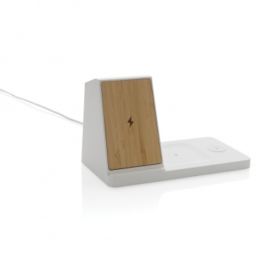 Logotrade business gifts photo of: Ontario recycled plastic & bamboo 3-in-1 wireless charger