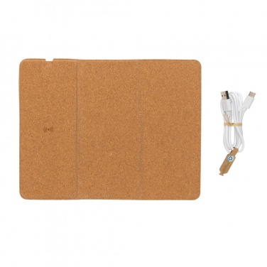 Logo trade business gift photo of: 10W wireless charging cork mousepad and stand