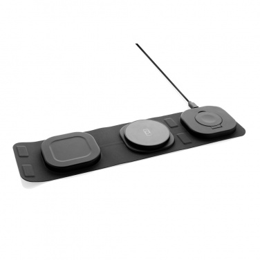 Logo trade promotional item photo of: Swiss Peak RCS rplastic 3-in-1 wireless 15W travel charger