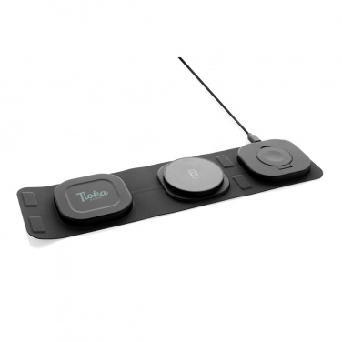 Logo trade promotional items picture of: Swiss Peak RCS rplastic 3-in-1 wireless 15W travel charger