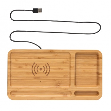 Logo trade promotional products picture of: Bamboo desk organiser 5W wireless charger