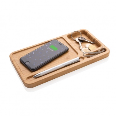 Logotrade promotional gift picture of: Bamboo desk organiser 5W wireless charger