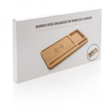 Logotrade advertising product picture of: Bamboo desk organiser 5W wireless charger