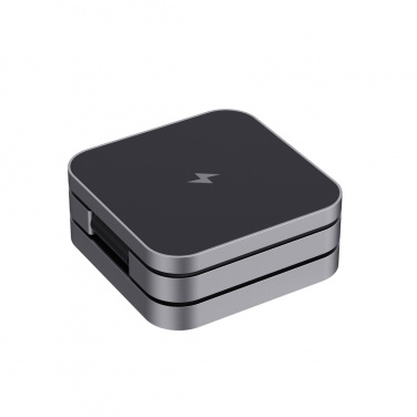 Logo trade promotional item photo of: Terra RCS recycled aluminum foldable 3 in 1 15W charger