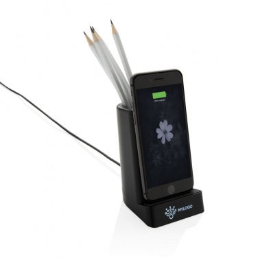 Logotrade promotional product picture of: Light up logo 5W wireless charging pen holder