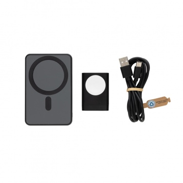 Logo trade promotional products image of: Powerbase RCS recycled plastic 3 in 1 charger with powerbank