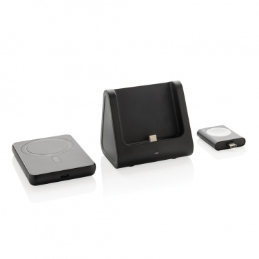 Logotrade advertising product image of: Powerbase RCS recycled plastic 3 in 1 charger with powerbank