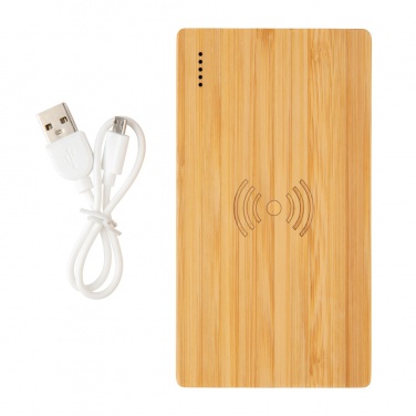 Logotrade business gifts photo of: Bamboo 4.000 mAh wireless 5W Powerbank