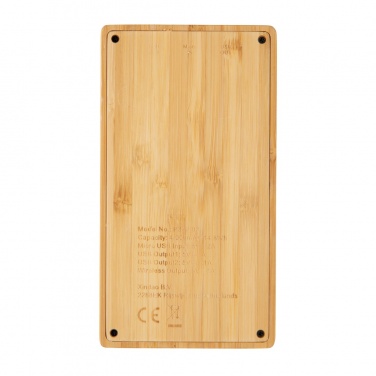 Logo trade promotional giveaways image of: Bamboo 4.000 mAh wireless 5W Powerbank