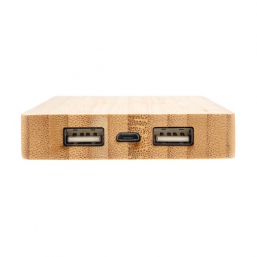 Logo trade promotional gift photo of: Bamboo 4.000 mAh wireless 5W Powerbank