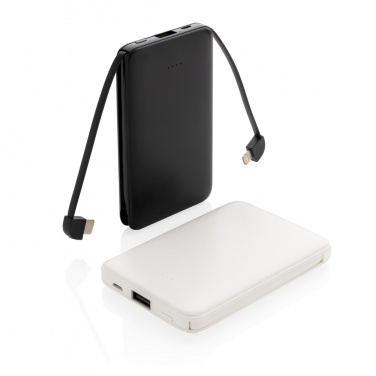 Logo trade advertising products image of: 5.000 mAh Pocket Powerbank with integrated cables