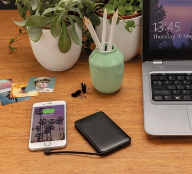 Logotrade promotional product image of: 5.000 mAh Pocket Powerbank with integrated cables