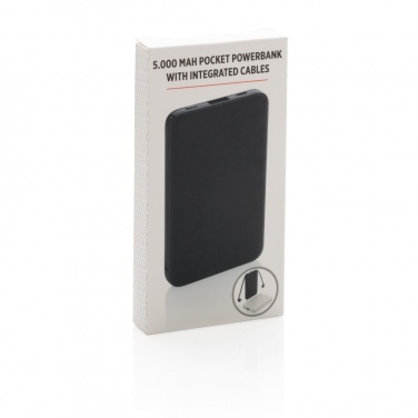 Logotrade promotional product image of: 5.000 mAh Pocket Powerbank with integrated cables