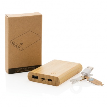 Logo trade promotional giveaway photo of: Bamboo 5.000 mAh powerbank