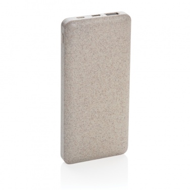 Logo trade business gifts image of: 10.000 mah wheat straw powerbank