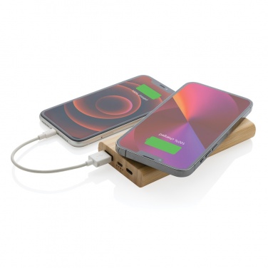 Logo trade corporate gifts picture of: Bamboo 8.000 mAh 5W wireless powerbank