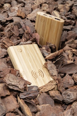 Logo trade advertising products picture of: Bamboo 8.000 mAh 5W wireless powerbank