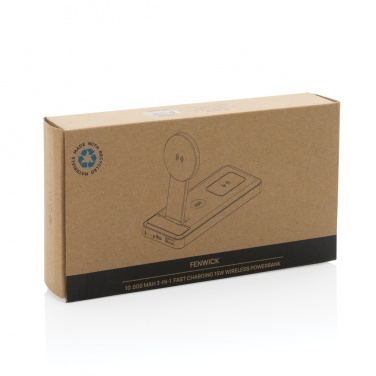 Logo trade promotional merchandise photo of: Fenwick RCS recycled plastic 10000mah  3 in 1 fast powerbank