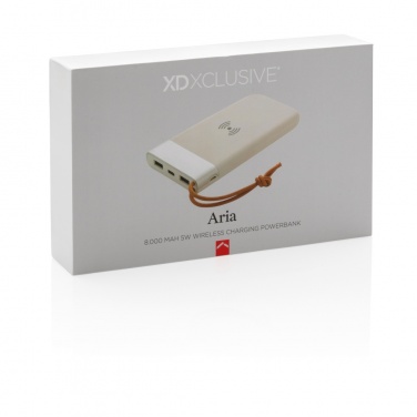 Logo trade promotional merchandise photo of: Aria 8.000 mAh 5W wireless charging powerbank