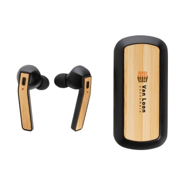 Logo trade promotional giveaways picture of: Bamboo Free Flow TWS earbuds in case