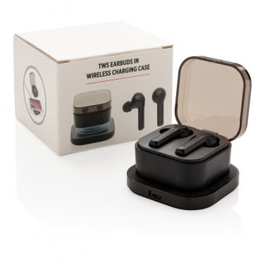 Logo trade business gift photo of: TWS earbuds in wireless charging case