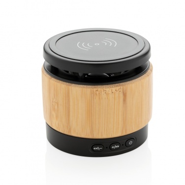 Logotrade promotional gift picture of: Bamboo wireless charger speaker