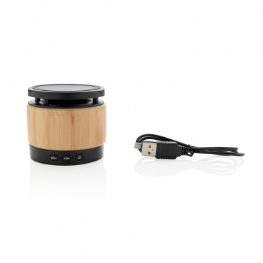 Logo trade advertising products picture of: Bamboo wireless charger speaker