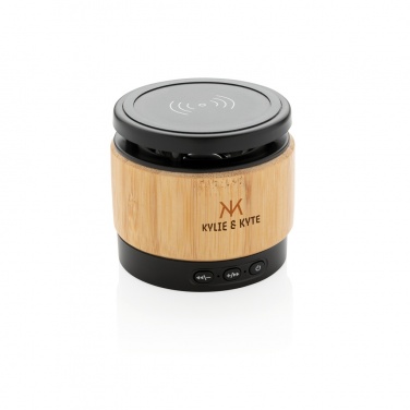 Logotrade promotional products photo of: Bamboo wireless charger speaker