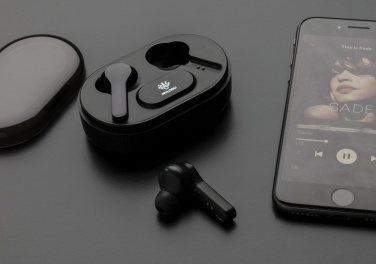 Logo trade business gift photo of: Light up logo TWS earbuds in charging case