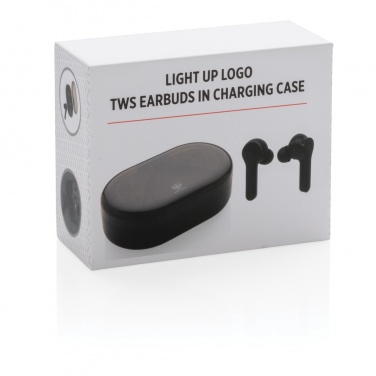 Logo trade promotional giveaway photo of: Light up logo TWS earbuds in charging case