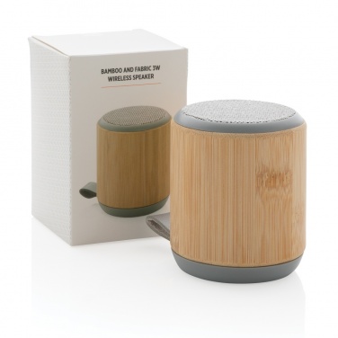 Logo trade corporate gifts image of: Bamboo and fabric 3W wireless speaker