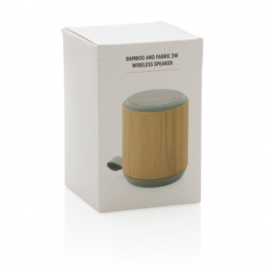 Logo trade promotional gifts picture of: Bamboo and fabric 3W wireless speaker