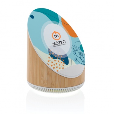 Logo trade corporate gifts image of: Ovate bamboo 5W speaker with 15W wireless charger